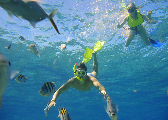 Matthew very excited to see closer the marine life during a snorkeling excursion.